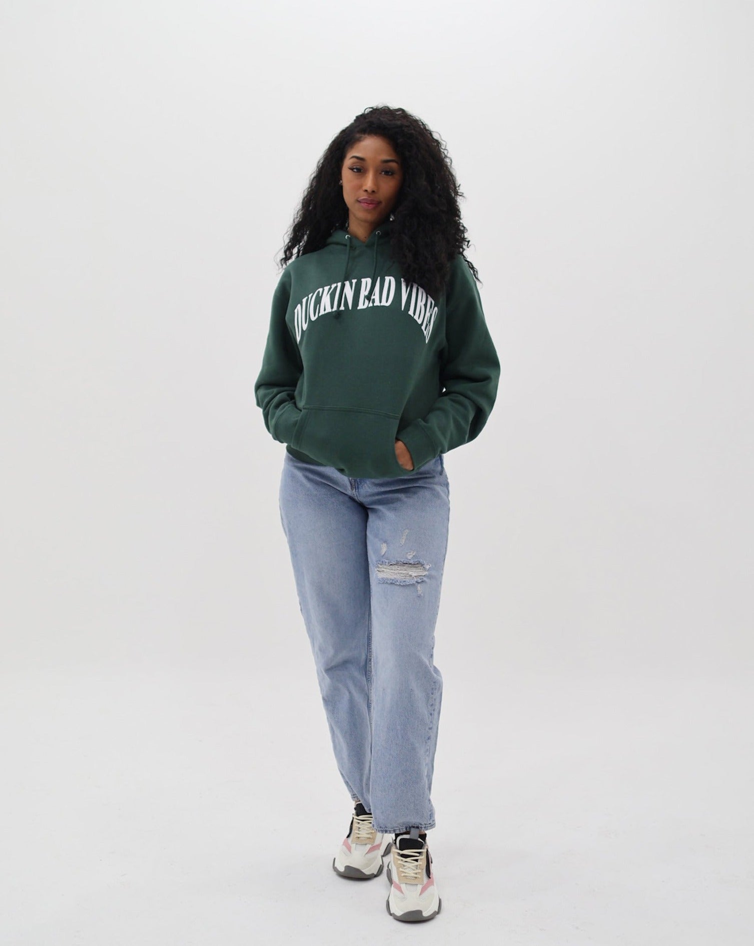 DUCKIN BAD VIBES ARCH HOODIE (GREEN)